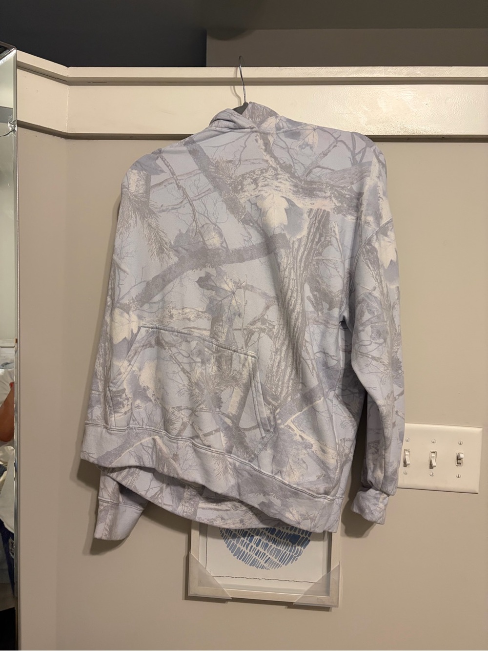 Hollister Pale Blue and Light Gray Camouflage Hoodie